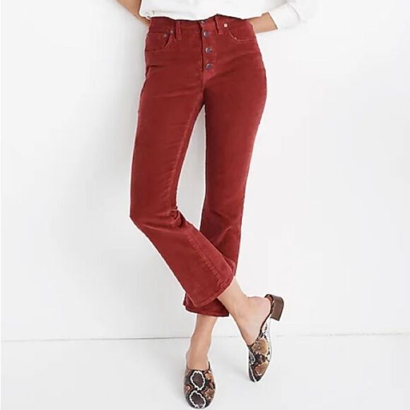 Madewell Cali Demi-Boot Jeans in Corduroy Button-Front Edition Rust Size 32 | 14 - Picture 1 of 14